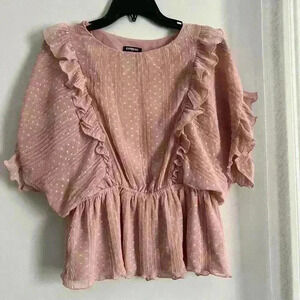Express ruffle blush pink blouse